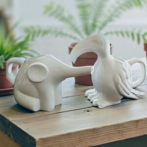 Earthenware Elephant and Toucan Watering Cans